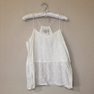 Ann Taylor Loft White Embroidered Peplum Thank Size Small Racerback